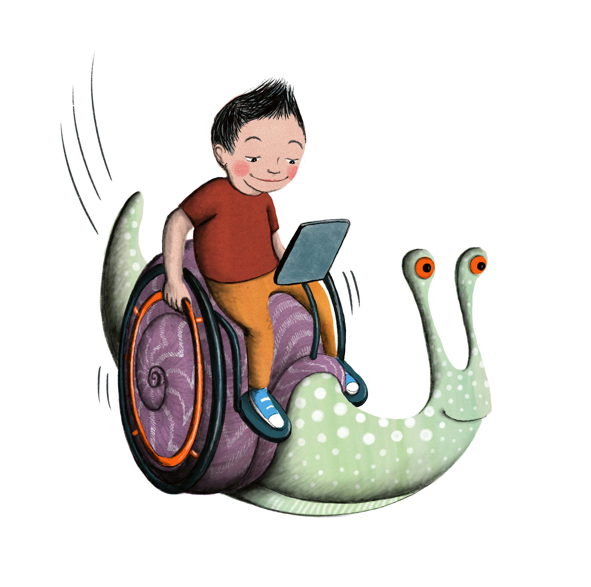 big kid with snail wheel chair image