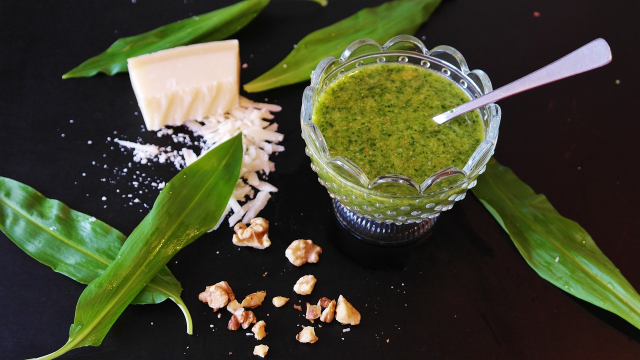 Pesto cheese basil and pine nuts